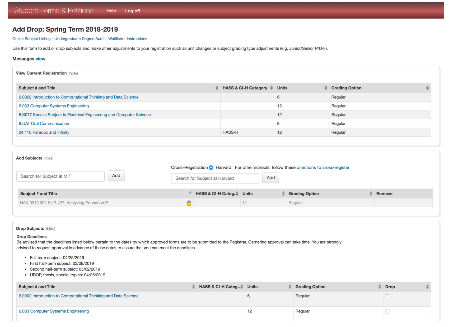 MIT Student Forms and Petitions}